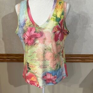 Xcit usa women’s Floral V-Neck Sleeveless Top size Large